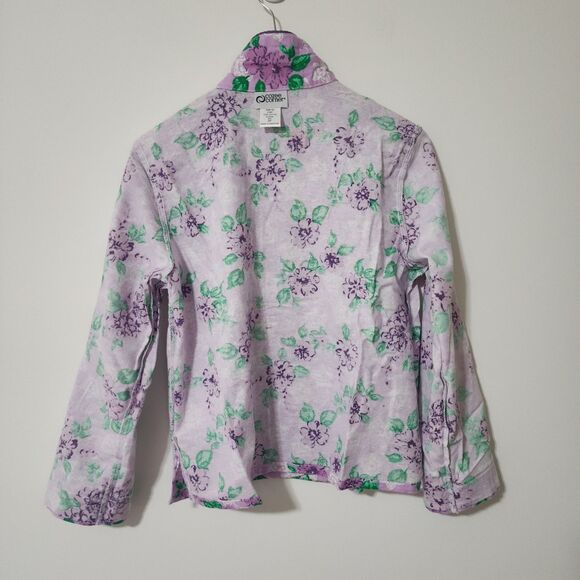 Cozee Corner Womens 100% Cotton Printed Flannel Pajama Set Purple Floral Size SP - Picture 5 of 11